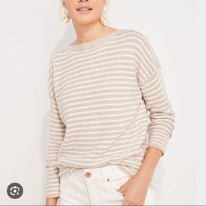 NWOT Vineyard Vines Cotton Striped Boatneck Sweater, size M in “Oatmeal Heather”